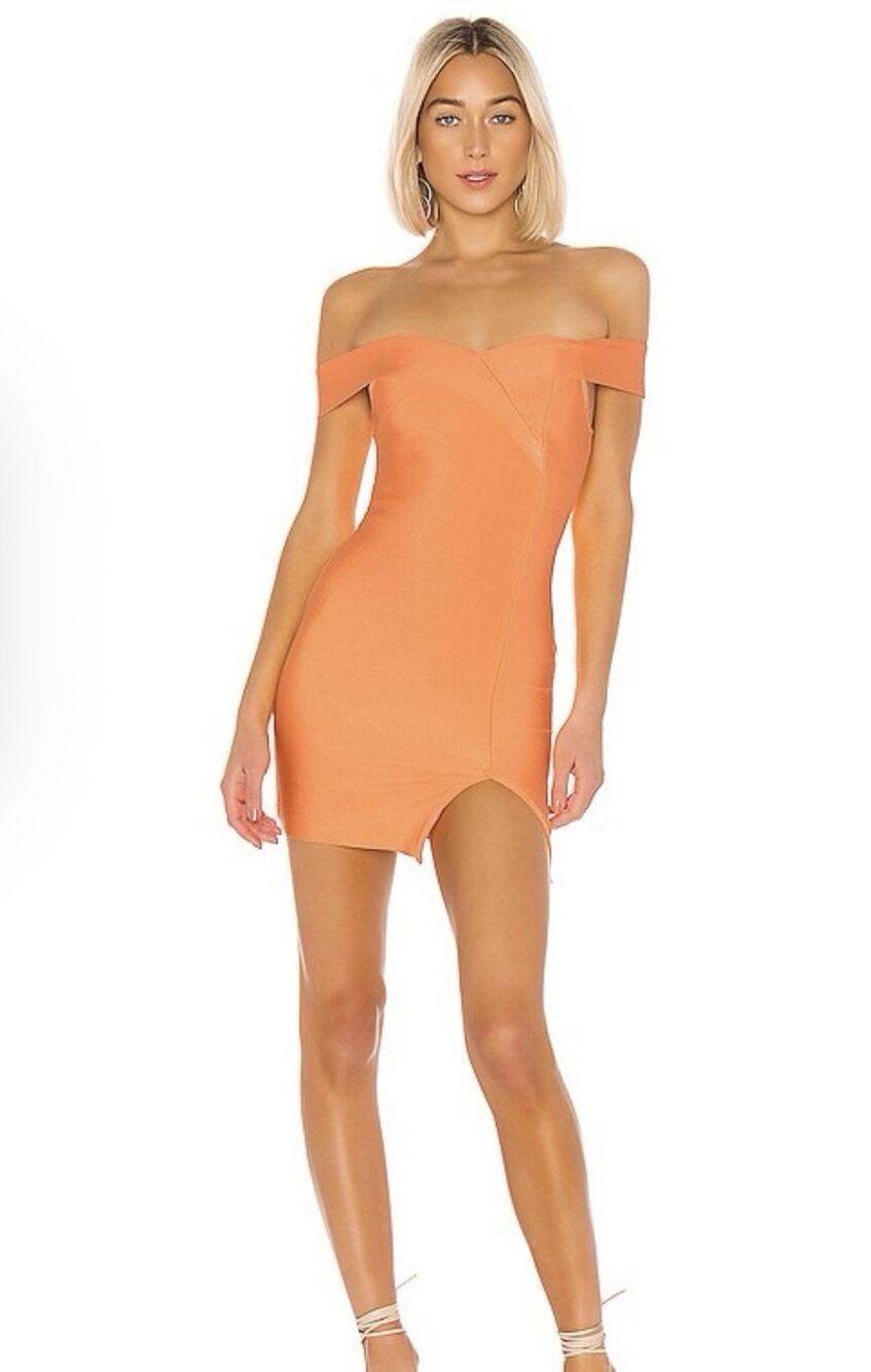 Superdown NWT Elina Slit Bandage Dress Women’s Size Large Orange Party Cocktail